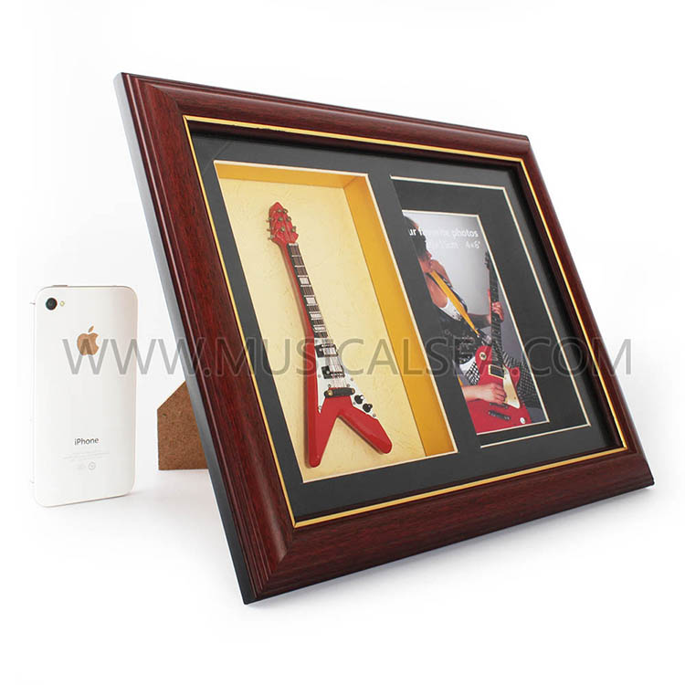 Photo frame with mini guitar
